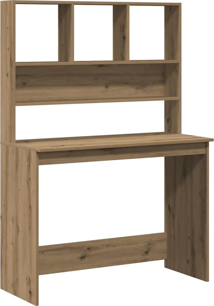 vidaXL kézműves tölgy szerelt fa íróasztal polcokkal 102 x 45 x 148 cm