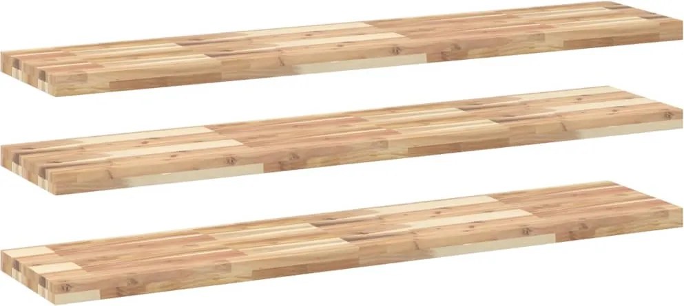 vidaXL 3 db kezeletlen tömör akácfa függőpolc 120 x 30 x 4 cm