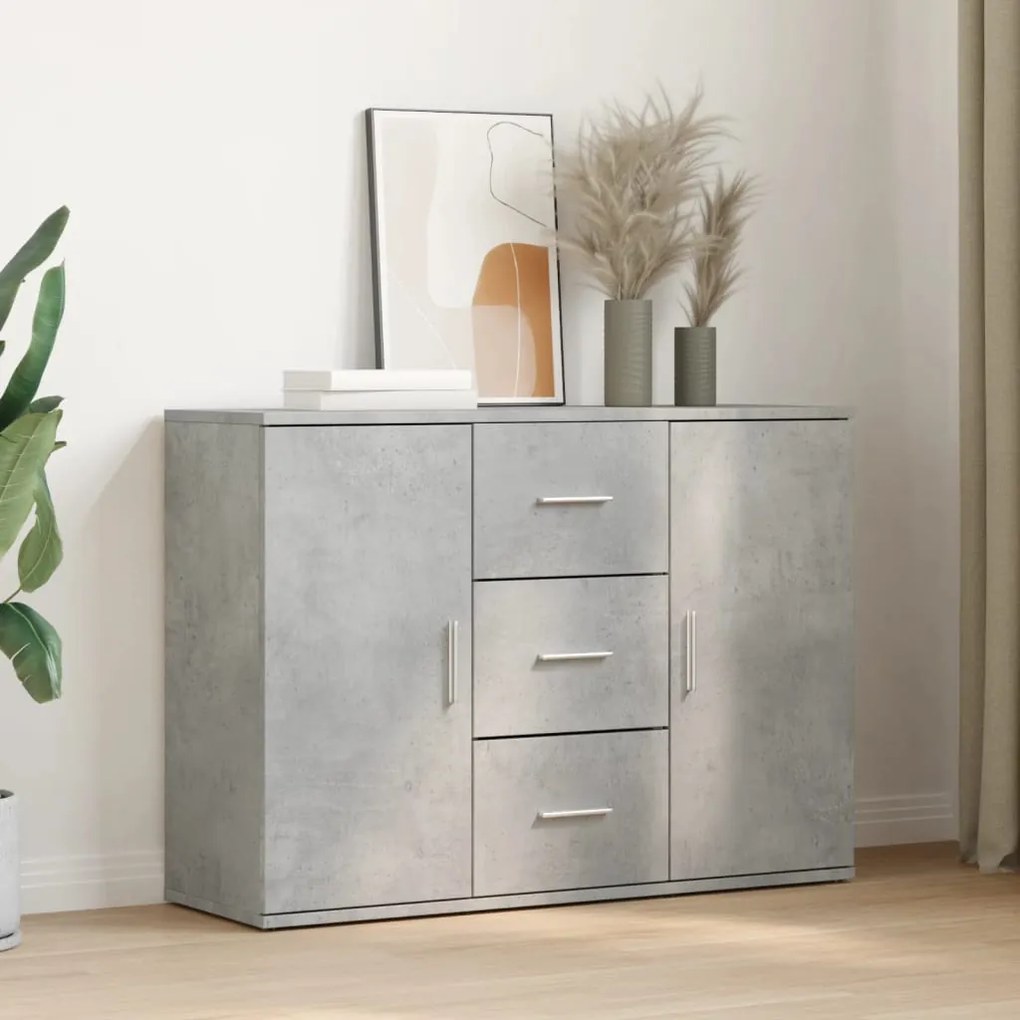 betonszürke szerelt fa tálalószekrény 90,5 x 29,5 x 65 cm