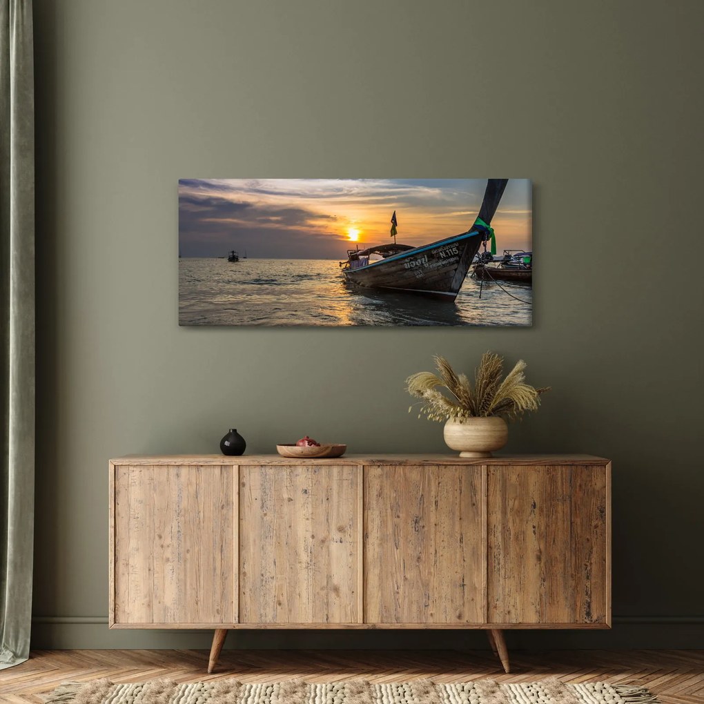 Egy csónak képe a parton (120x50 cm)