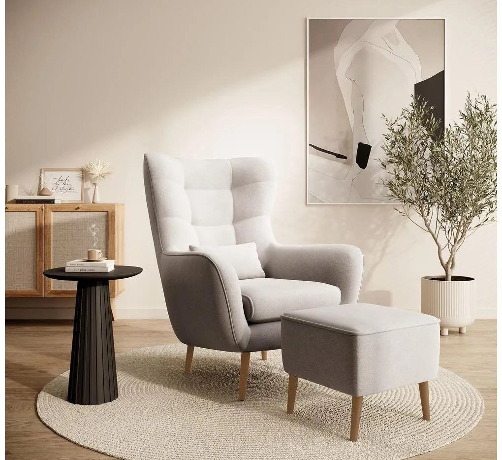 Fotel lábtartóval Veneza VZ1 (krém + bükk). 1098942