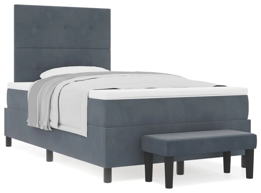 Box Spring Ágy Matraccal & Pad Sötétszürke 120x190 cm Bársony