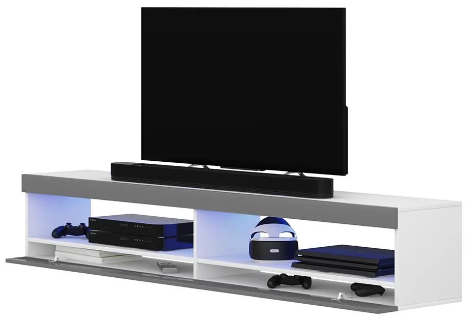 Tv szekrény/asztal Violett 140 (világítással) (fehér + szürke). 1098642