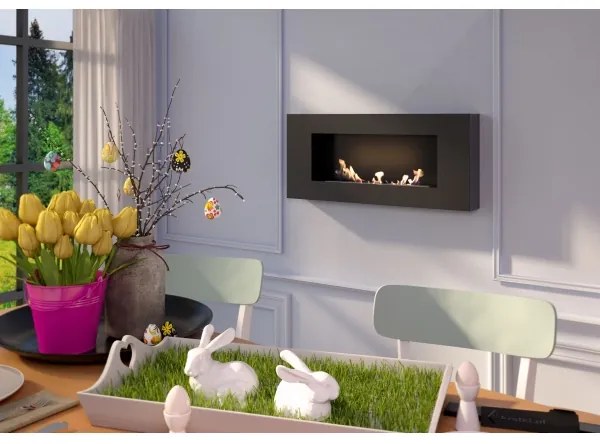 DELTA2/CZARNY/TUV - Beépíthető BIO DELTA2 kandalló 40x90 cm 2kW fekete