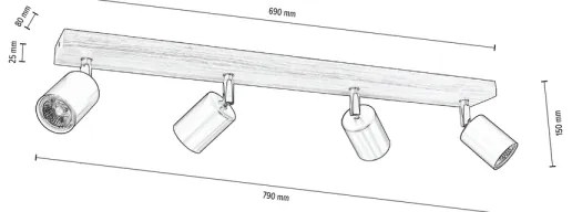 Spot-Light DO2911456 - MANARA mennyezeti lámpa 4xGU10/5W/230V fenyő