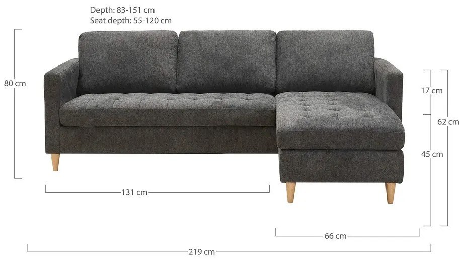 Sötétszürke sarokkanapé Firenze – House Nordic