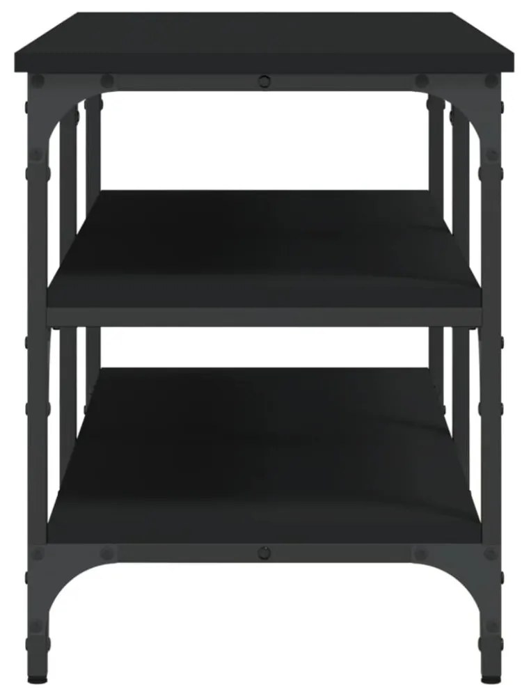 fekete szerelt fa cipőpolc 100x38,5x49 cm