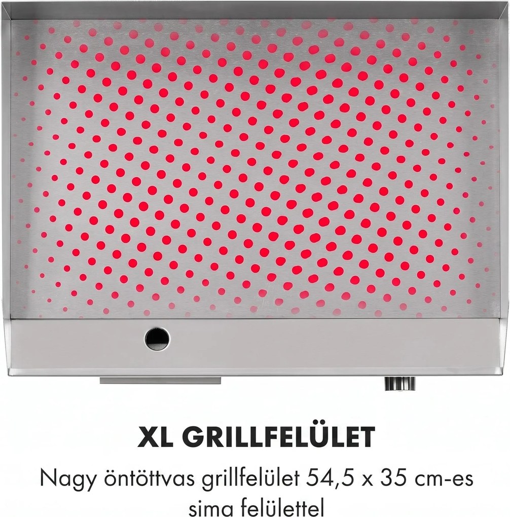 Klarstein Grillmeile 3000G, elektromos grill, 3000 W, grill lap, 54,5 x 35 cm, sima