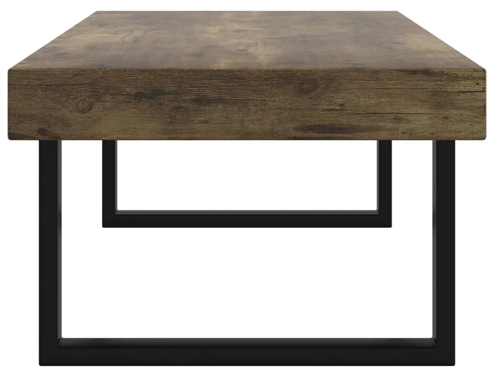 sötétbarna és fekete MDF és vas dohányzóasztal 120x60x40 cm
