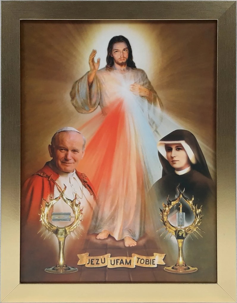 Vászonkép 45x35 Jézus Bízom Benned Arany Keret