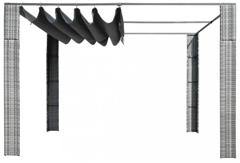 szürke és antracit polyrattan pavilon tetővel 300x300x200 cm