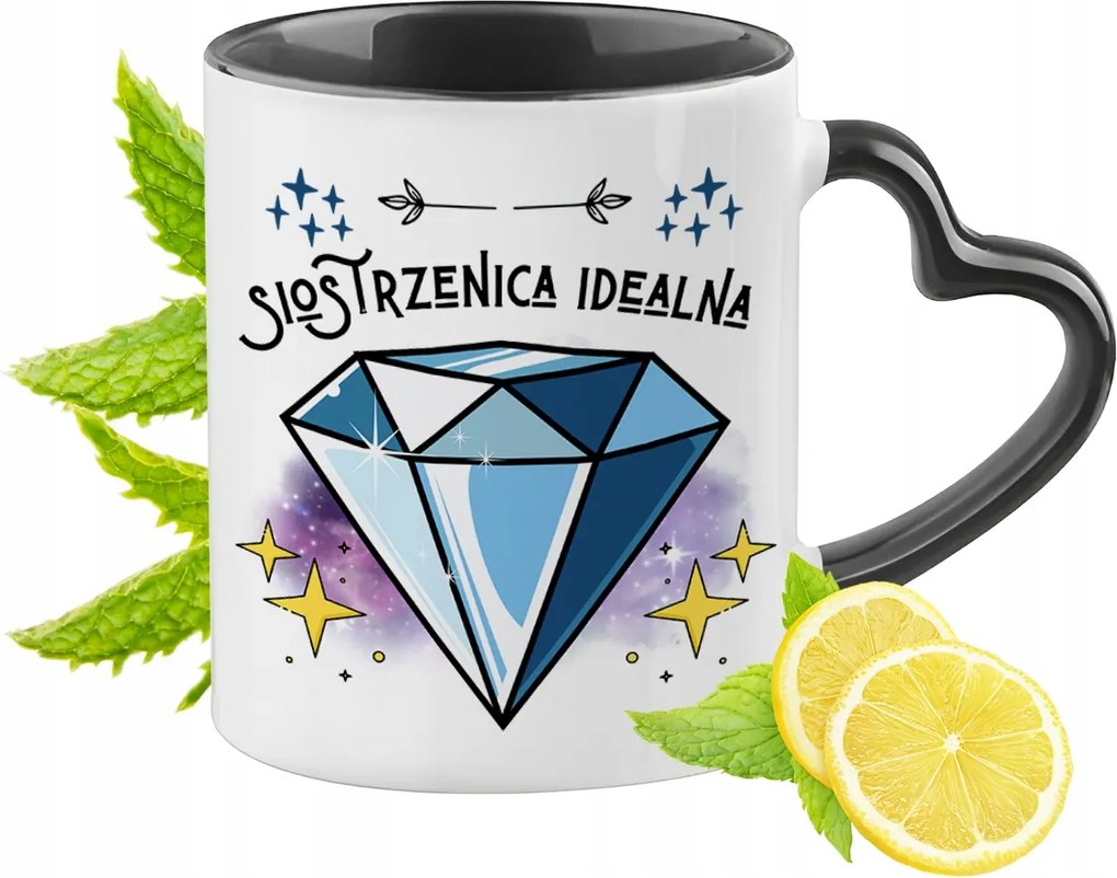 Unokahúgomnak Fekete Bögre Szív Alakú Füllel Ajándék