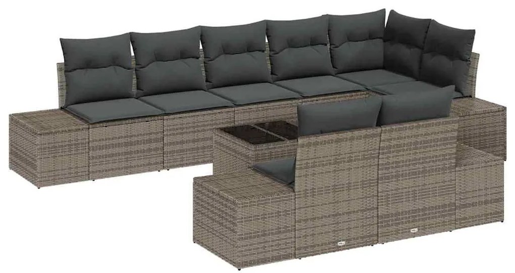 Kerti Kanapé Szett 9 pcs Szürke 319 x 154 x 85 cm Poli rattan