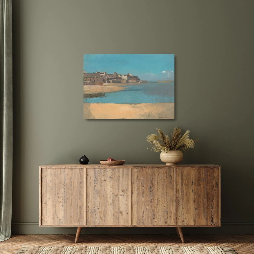 Üveg kép - Odilon Redon, Village by the Sea in Brittany, reprodukciók (70x50 cm)