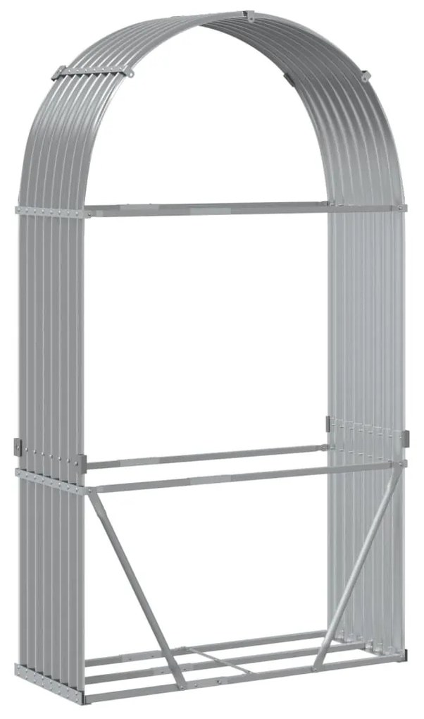 világosszürke horganyzott acél rönktartó 120 x 45 x 210 cm