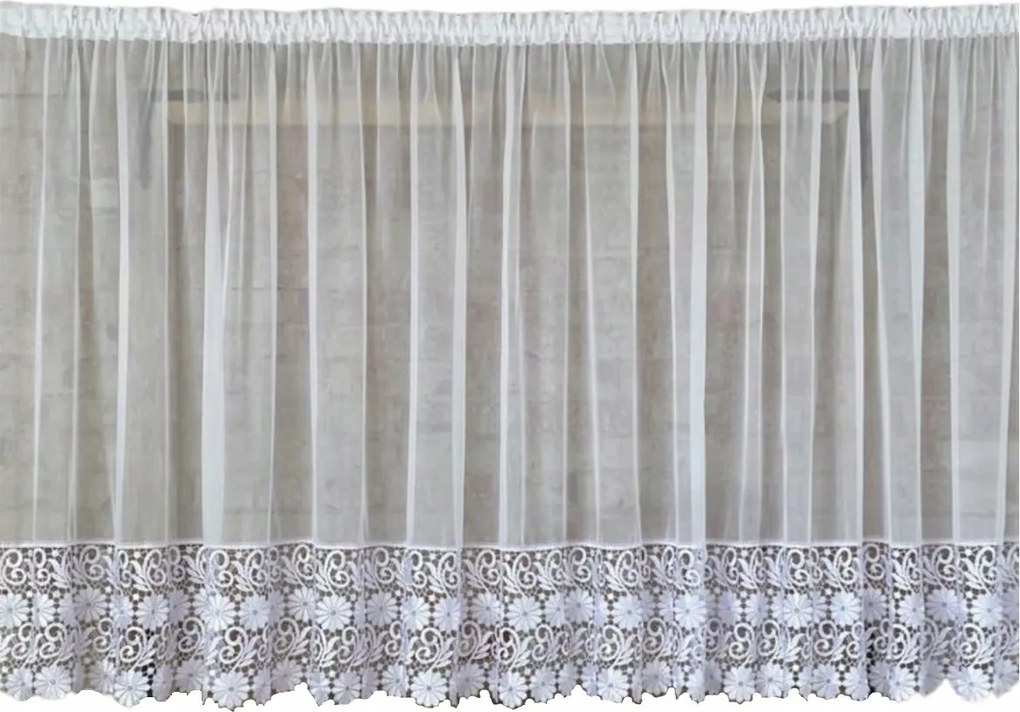 Készfüggöny 300x140,egyenes,fátyol,gipsz 30 cm Virág