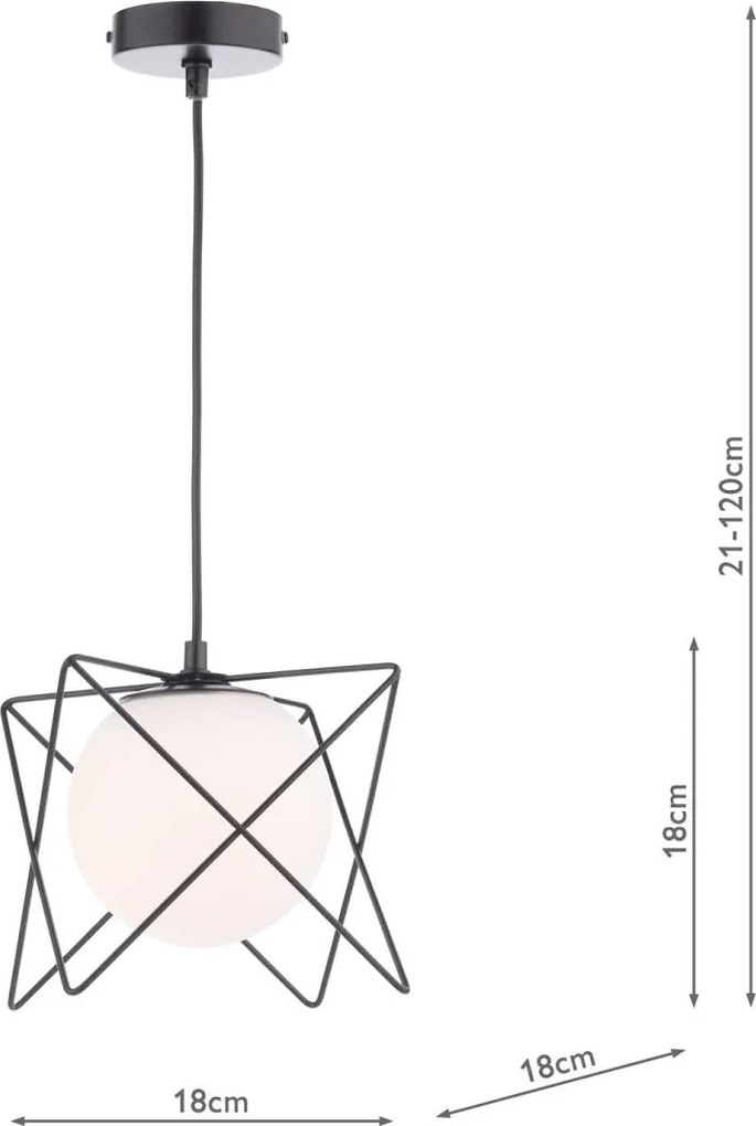 Dar Lighting modern függeszték dreyson fehér matt fekete dardre0122