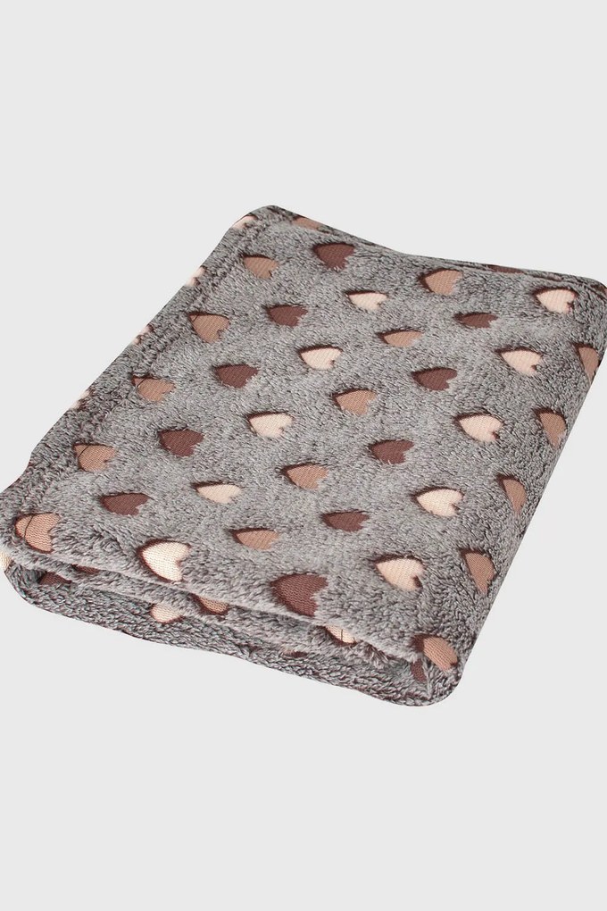 Milly gyerek pléd, szívecskék, barna 75x100 cm