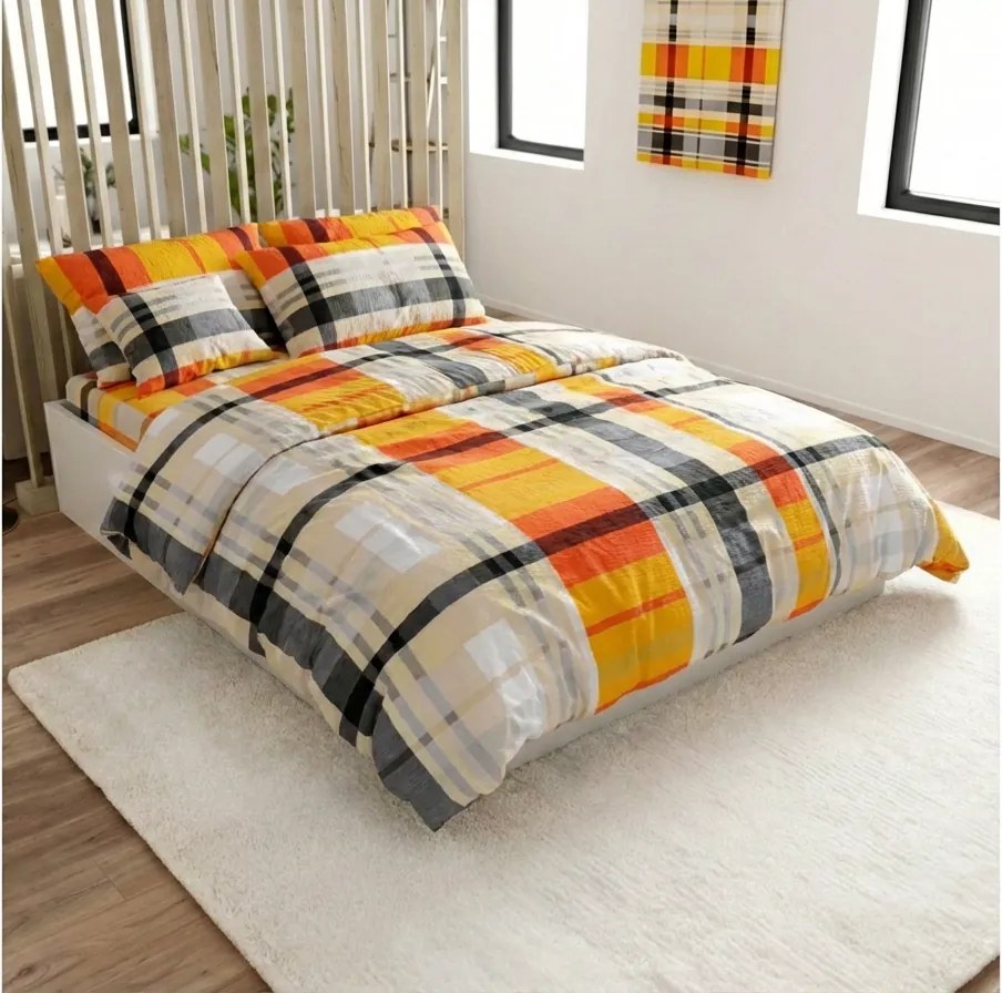 Renforcé pamutból készült krepp ágynemű ORANGE KUBE színes Ágyneműhuzat mérete: 70 x 90 cm | 140 x 200 cm