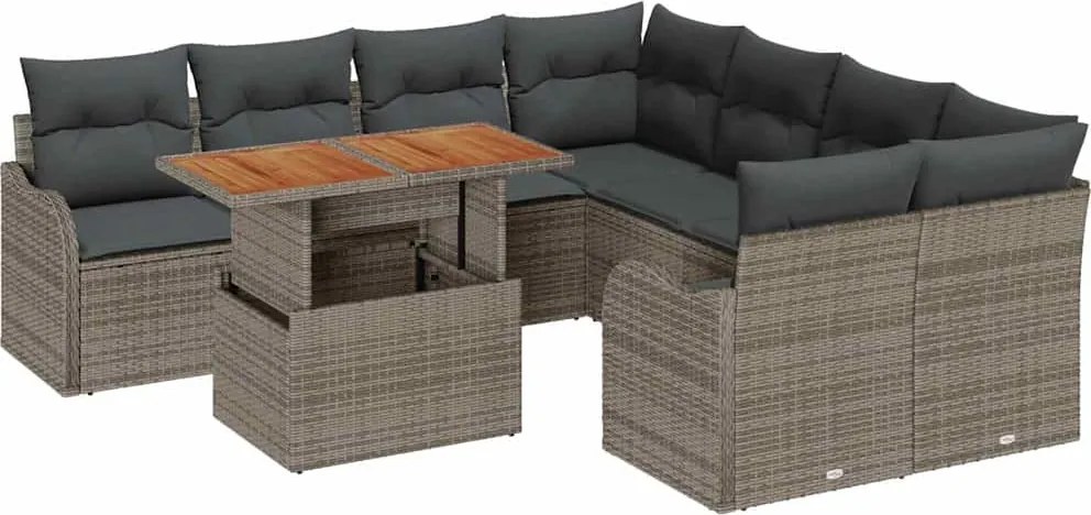 vidaXL Kerti Kanapé Szett párnával 7 pcs Szürke