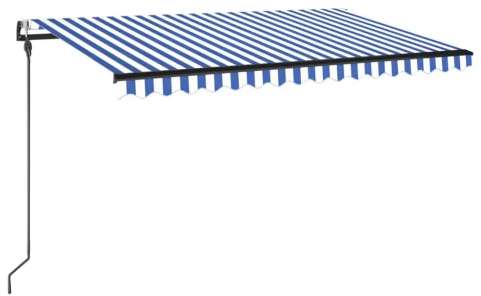kék/fehér automata szélérzékelős és LED-es napellenző 400x300cm