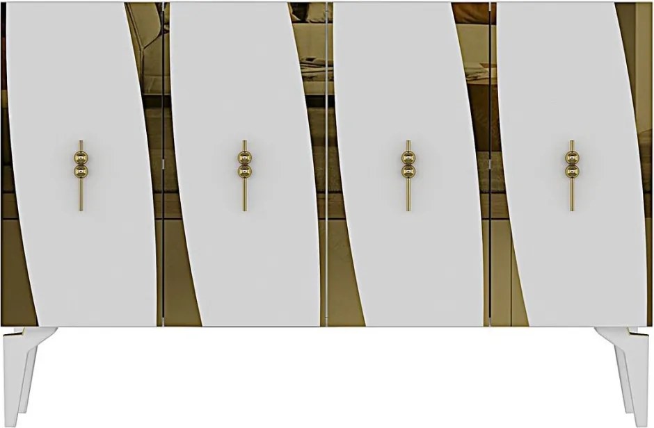 Elips komód, fehér-arany, 120 cm