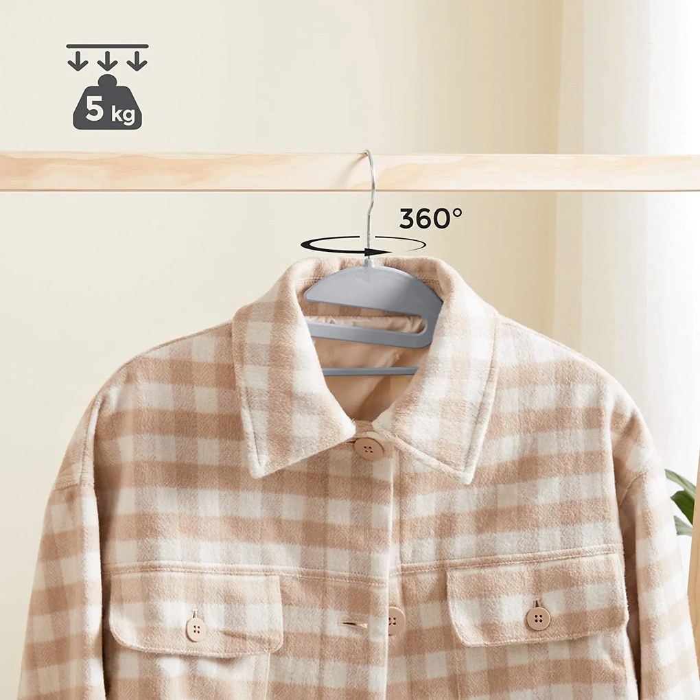 Csúszásmentes vállfa, műanyag ruhaakasztók, 50 db