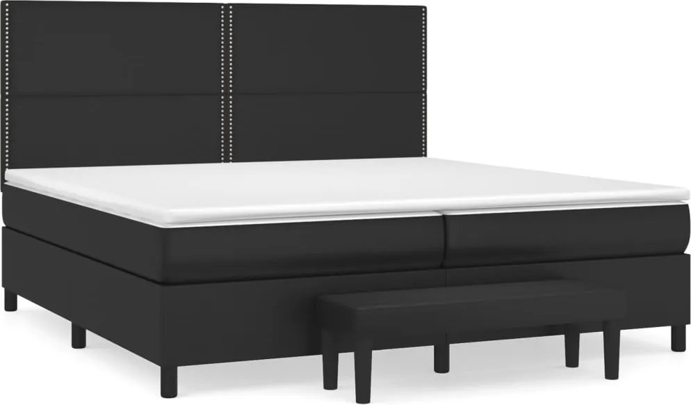 vidaXL fehér műbőr rugós ágy matraccal 200 x 200 cm