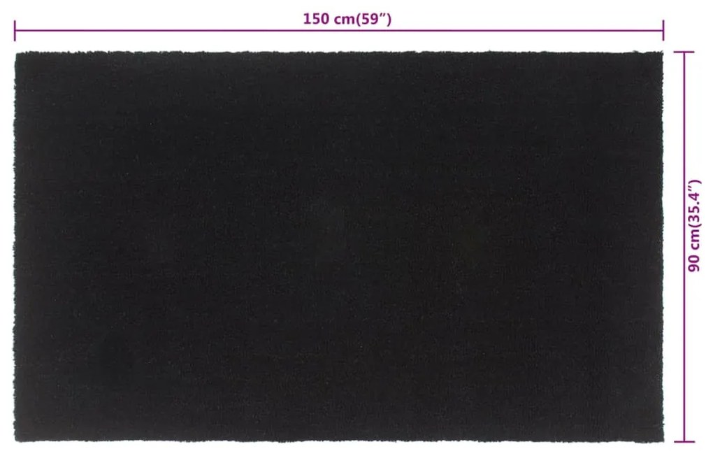 ajtószőnyeg Fekete 90x150 cm Tuftolt kókuszrostos szőnyeg