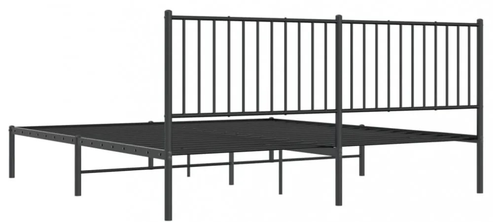 fekete fém ágykeret fejtámlával 180 x 200 cm