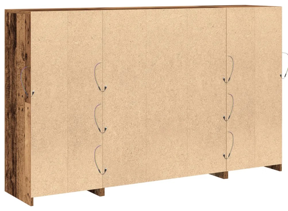 Büfé LED Fényekkel Régi Fa 163x37x100 cm Mérnöki Fa