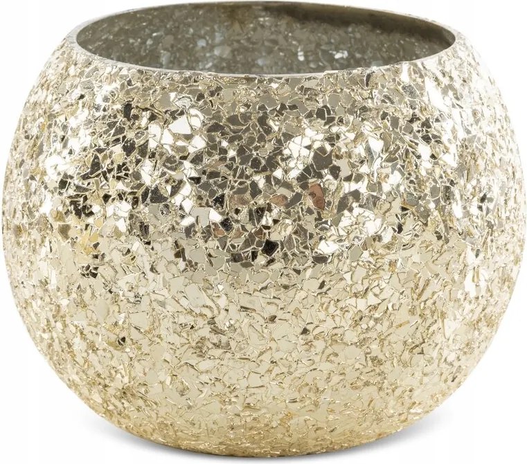 Dekorációs gyertyatartó Melia 14x10 arany mozaik felület ovális