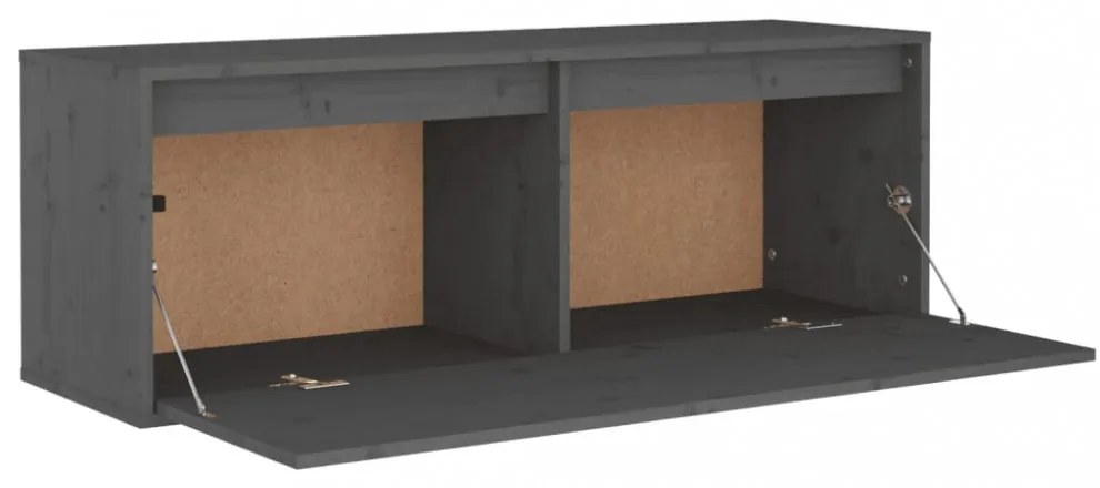 szürke tömör fenyőfa faliszekrény 100 x 30 x 35 cm