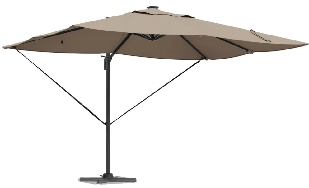 Konzolos Roma Napernyő LED-del Taupe 352x251x265 cm Alumínium