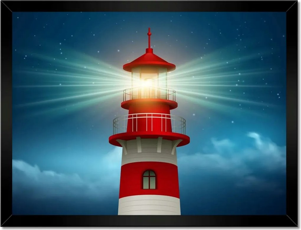 Poszterek keretben 40x30 Világítótorony éjszaka