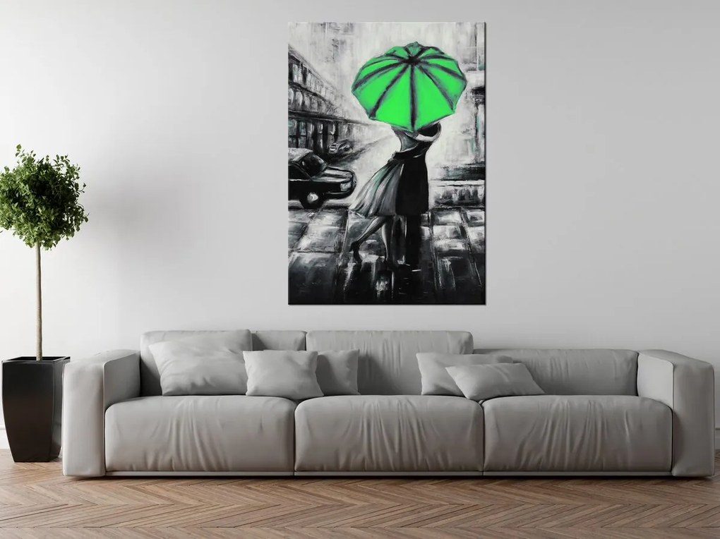 Gario Kézzel festett kép Zöld csók az esoben Méret: 120 x 80 cm