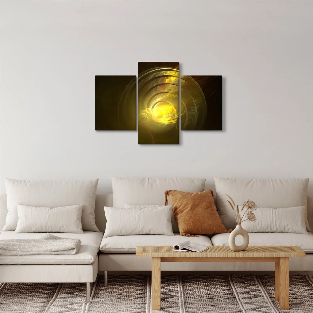 Sárga absztrakt spirál képe (90x60 cm)