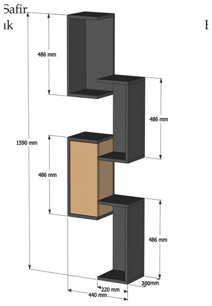 Polc Notipe 2 (antracit + tölgy) . 1096037