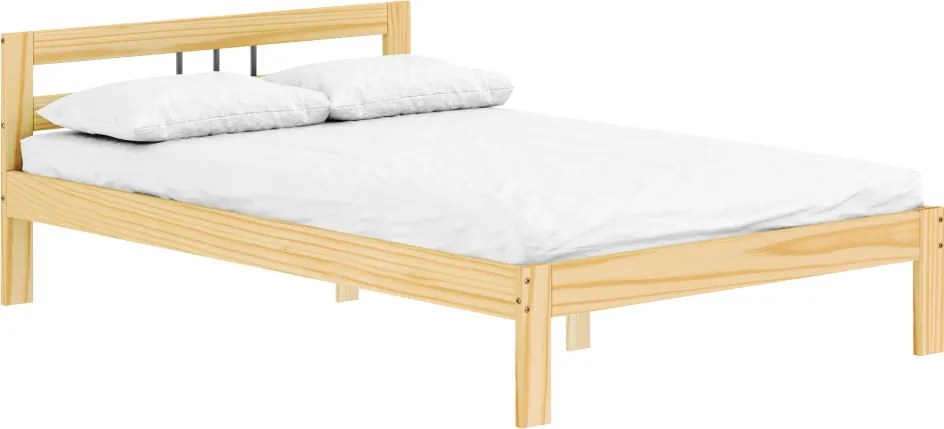 Ágy ráccsal, természetes, fenyőfa, 140x200, JONA