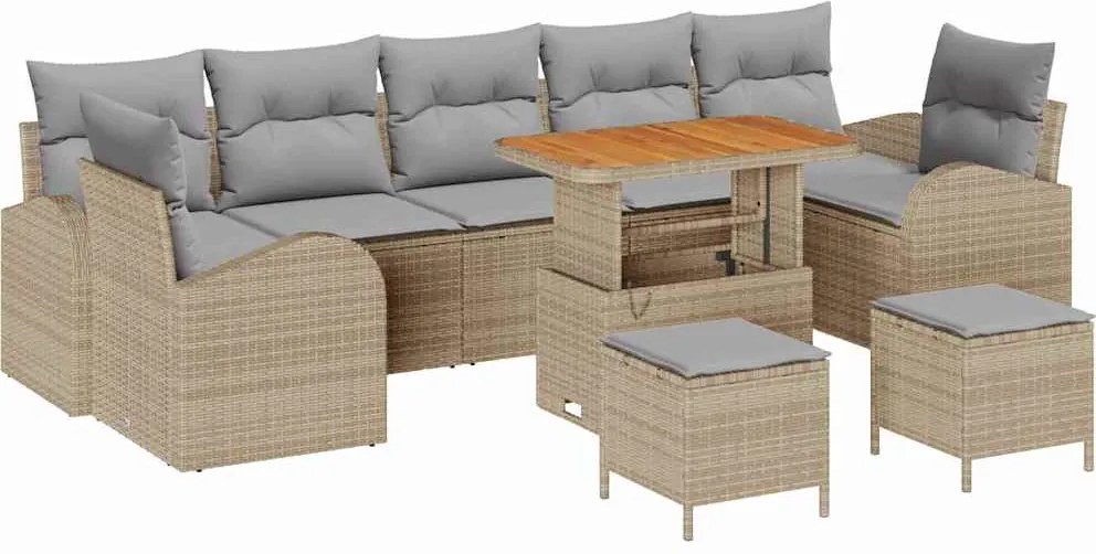 vidaXL Kerti Kanapé Szett párnával 10 pcs Beige és Világosszürke