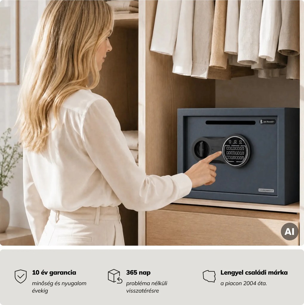 Kis bedobós széf kódzárral, elektronikus, napi bevételhez és borítékokhoz, 350x250x250 mm: PIERCE