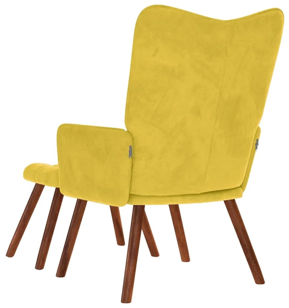 sárga bársony pihenőfotel zsámolynal