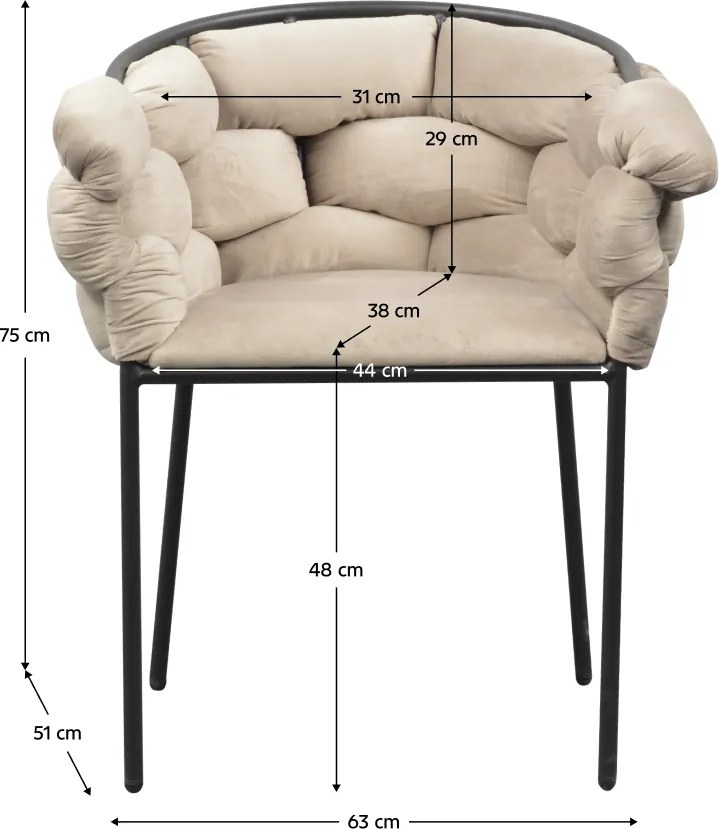 Étkezőszék, szürkésbarna Taupe Velvet szövet/fekete, DOROTA