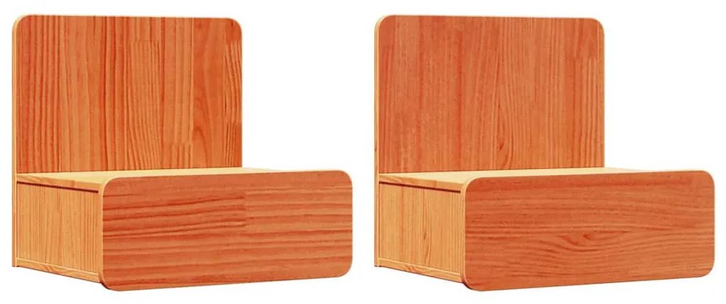 Éjjeli asztal 2 pcs Viaszbarna 44 x 32.5 x 40 cm Tömör fenyőfa