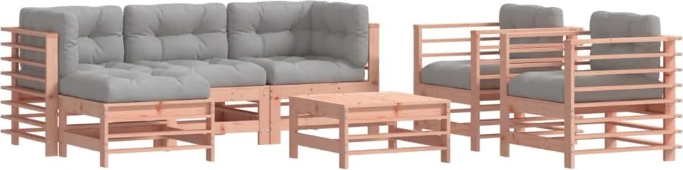 vidaXL 7 részes tömör duglászfenyő kerti társalgószett párnákkal