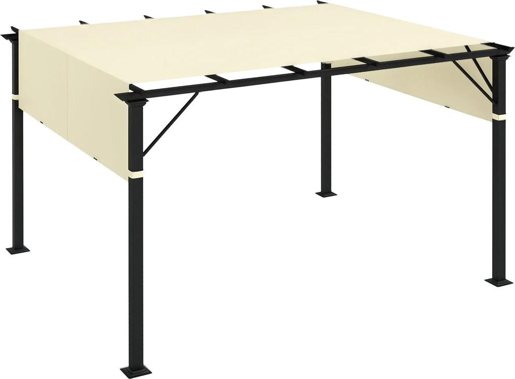 Outsunny 3x3m Pavilon Pergola Fedele, 180g/㎡ Poliészter Zsebekkel és Szíjakkal a Matzsoszlopokhoz, UV30+, 488x122 cm, Krém | Aosom