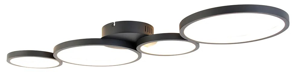 Mennyezeti lámpa fekete, beépített LED-del, 3 fokozatú dimmerrel, 4 lámpás - Lupolo