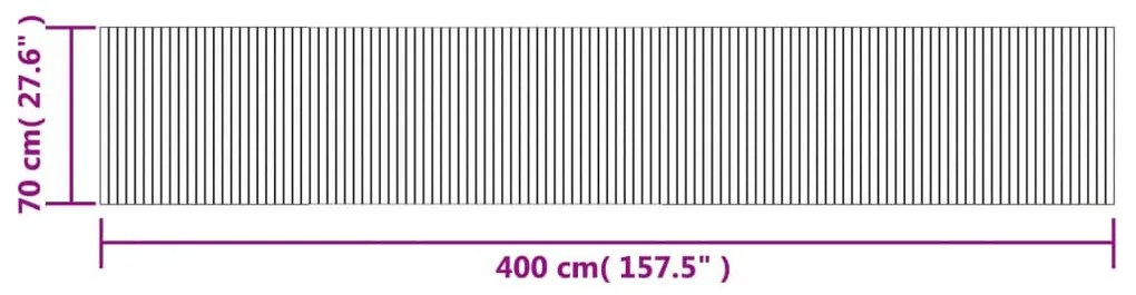 négyszögletű fekete bambusz szőnyeg 70 x 400 cm