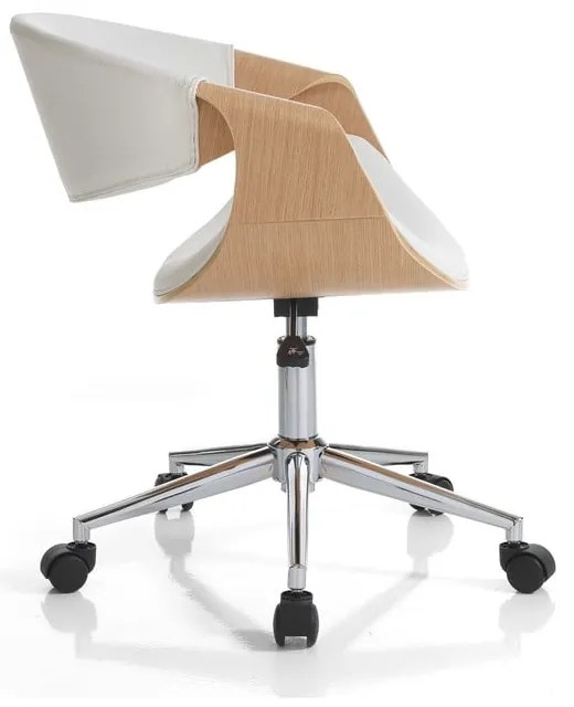 Fehér-natúr színű bőrutánzat irodai szék Visby – Tomasucci