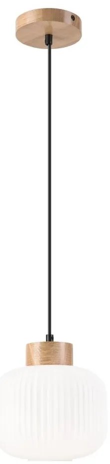 Csillár zsinóron HARMONY 1xE27/15W/230V átm. 20 cm fehér/tölgy